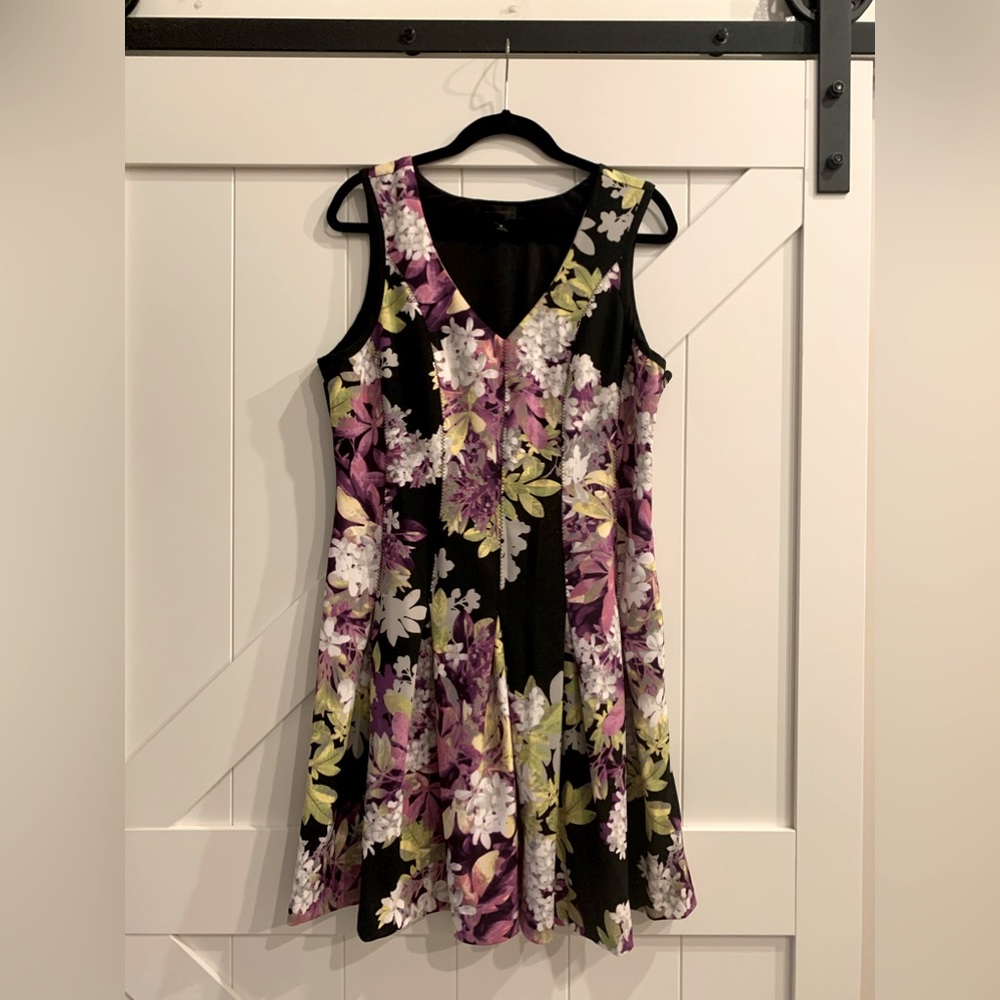 Floral fit and flare dress.